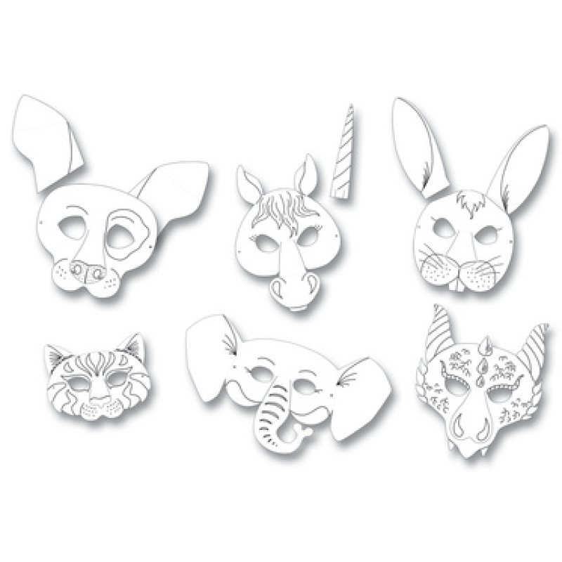 folia Masques pour enfants, en carton, 6 motifs assortis
