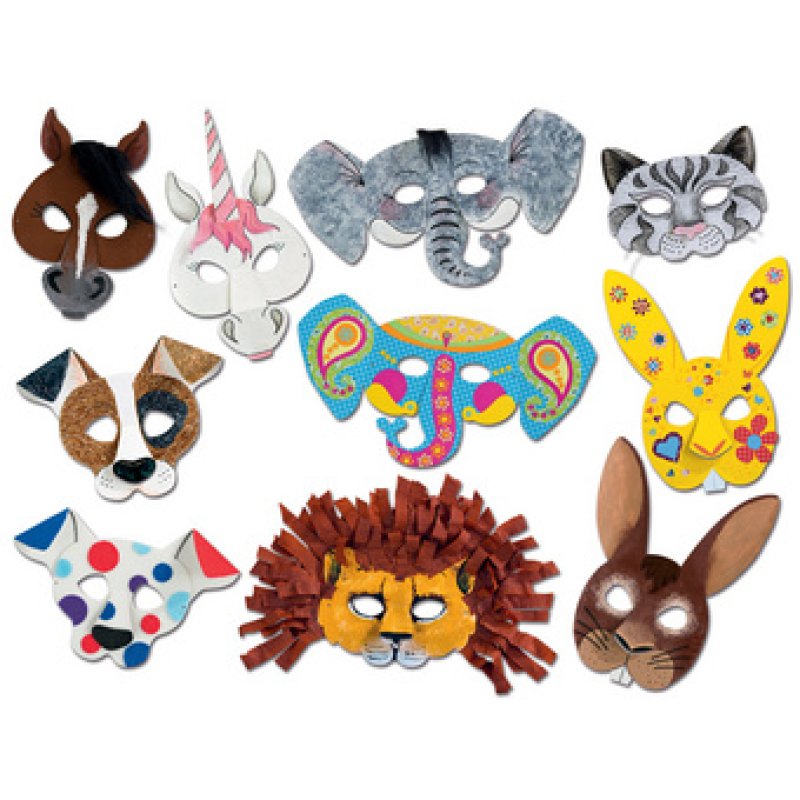 folia Masques pour enfants, en carton, 6 motifs assortis