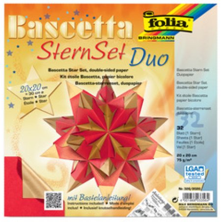 folia Feuilles de papier pliable étoile Bascetta, 75 g/m2
