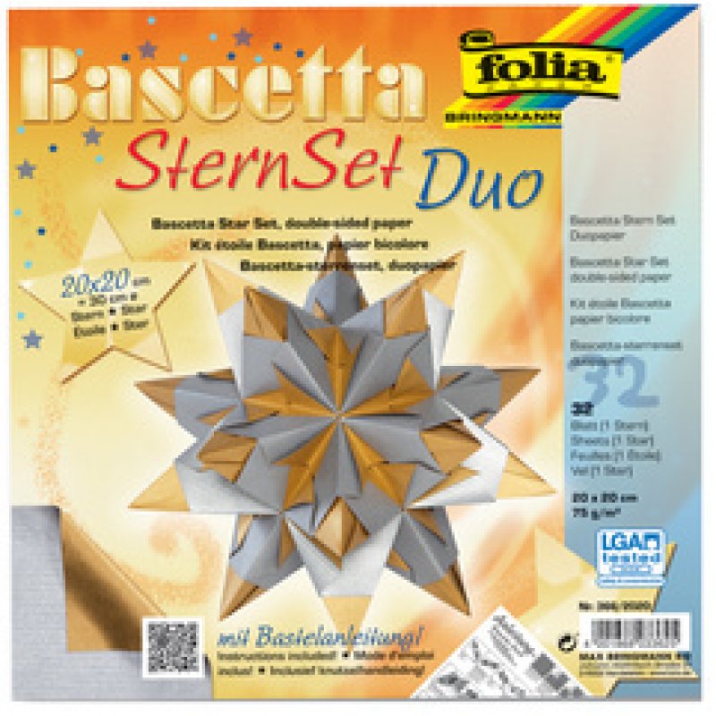 folia Feuilles de papier pliable étoile Bascetta, 75 g/m2