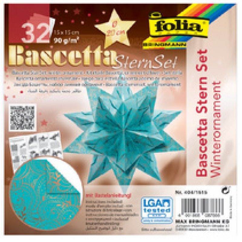 folia Feuilles de papier pliable étoile Bascetta, bleu glace