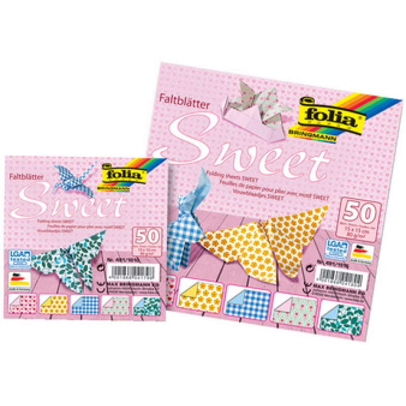 folia Feuilles de papier à plier SWEET, 150 x 150 mm