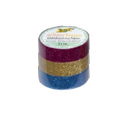 folia Ruban adhésif "Glitter-Tape", rose vif/or/bleu clair