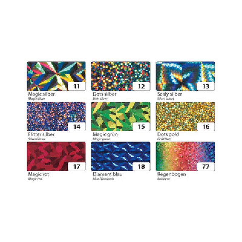 folia Film adhésif holographique, (l)400x (L)1 m, présentoir