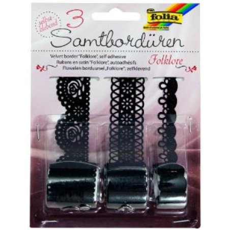 Folia Velour Ribbon decorative sticker Black