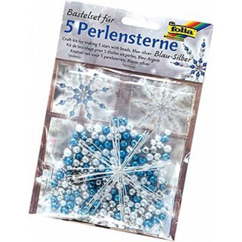 folia Kit d'étoiles en perles, 340 pièces, bleu/argent/blanc