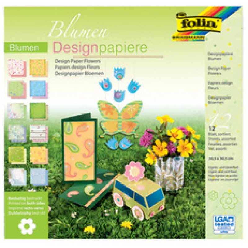 folia Bloc de papier design "Fleurs", 305 x 305 mm