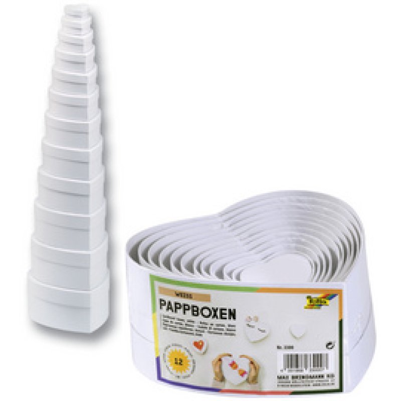 folia Boîtes de cadeau "coeurs", 12 tailles assorties, blanc