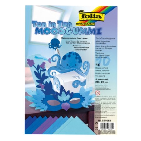 folia Mousse éponge, (L)200 x (H)290 mm, assortiment bleu