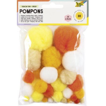 folia Pompons, 30 pièces, assortiment de jaune