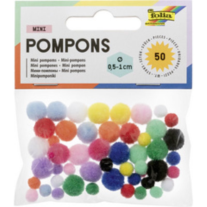 folia Mini pompons, 50 pièces, assorti