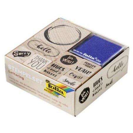 folia Set de tampons en bois "Lettering", 12 pièces