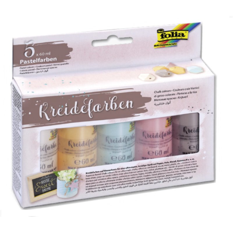 folia Set de couleurs craie, 5 x 60 ml, assorti