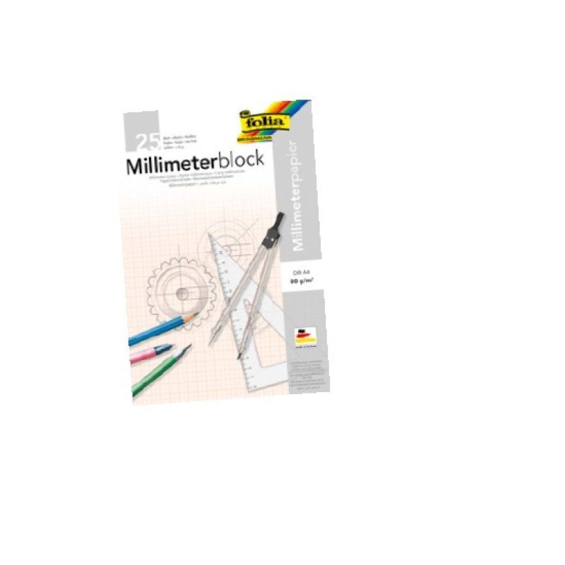 folia Bloc papier millimétré, A4, 80 g/m2, 25 feuilles
