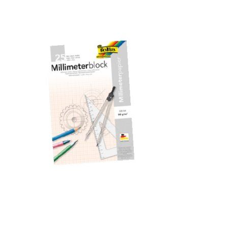folia Bloc papier millimétré, A4, 80 g/m2, 25 feuilles