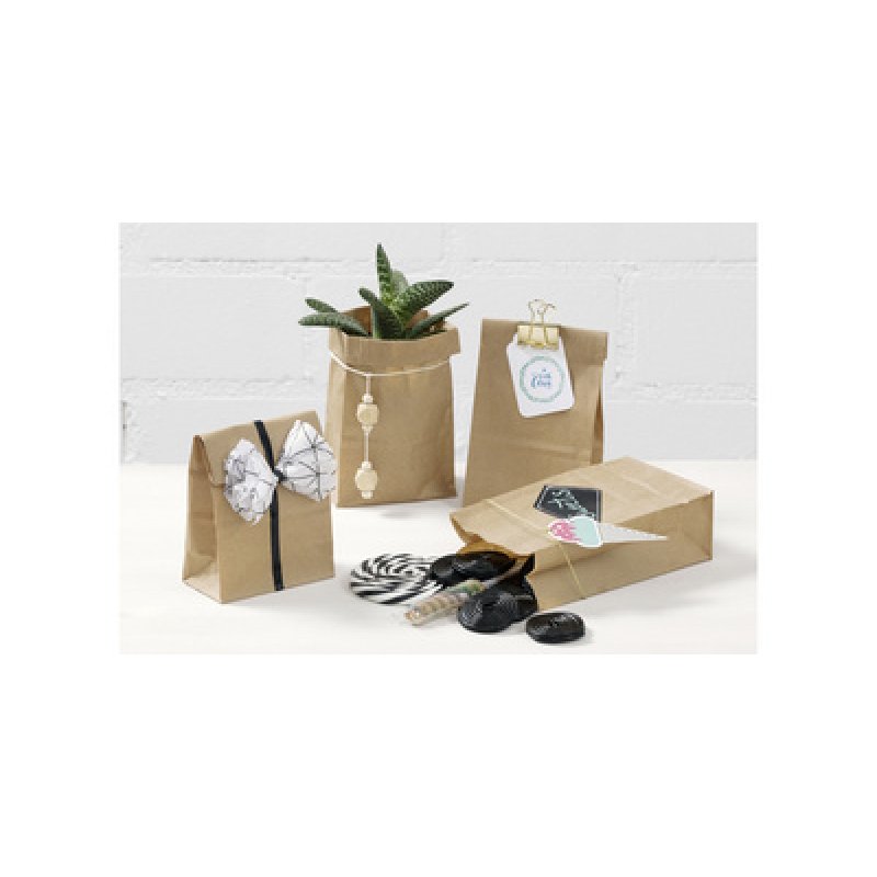 folia Sac en papier à fond plat, 120 x 60 x 210 mm, blanc