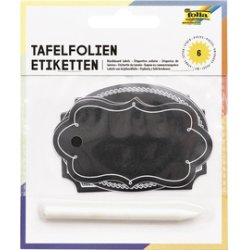 folia Etiquettes de marquage tableau, noir, avec stylo-craie