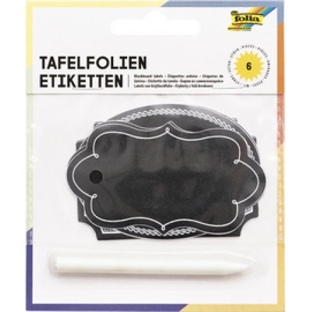 folia Etiquettes de marquage tableau, noir, avec stylo-craie