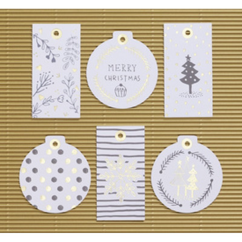 folia Etiquette cadeau "Noël Hotfoil", avec ficelle