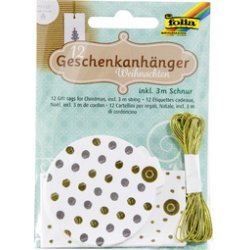 folia Etiquette cadeau "Noël papier kraft", avec ficelle