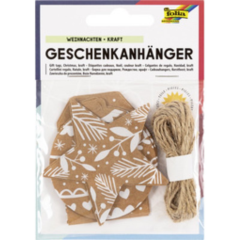 folia Etiquette cadeau "Noël papier kraft", avec ficelle