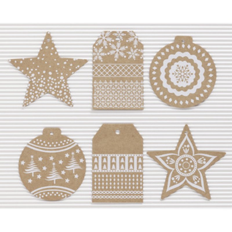 folia Etiquette cadeau "Noël papier kraft", avec ficelle