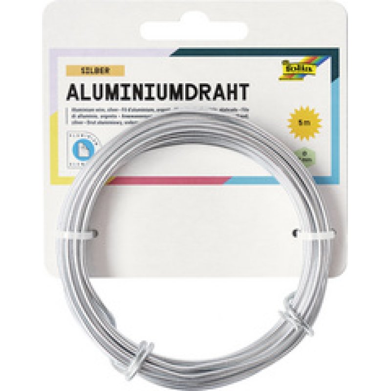 folia Fil de bricolage en aluminium, 2 mm x 5 m, argent
