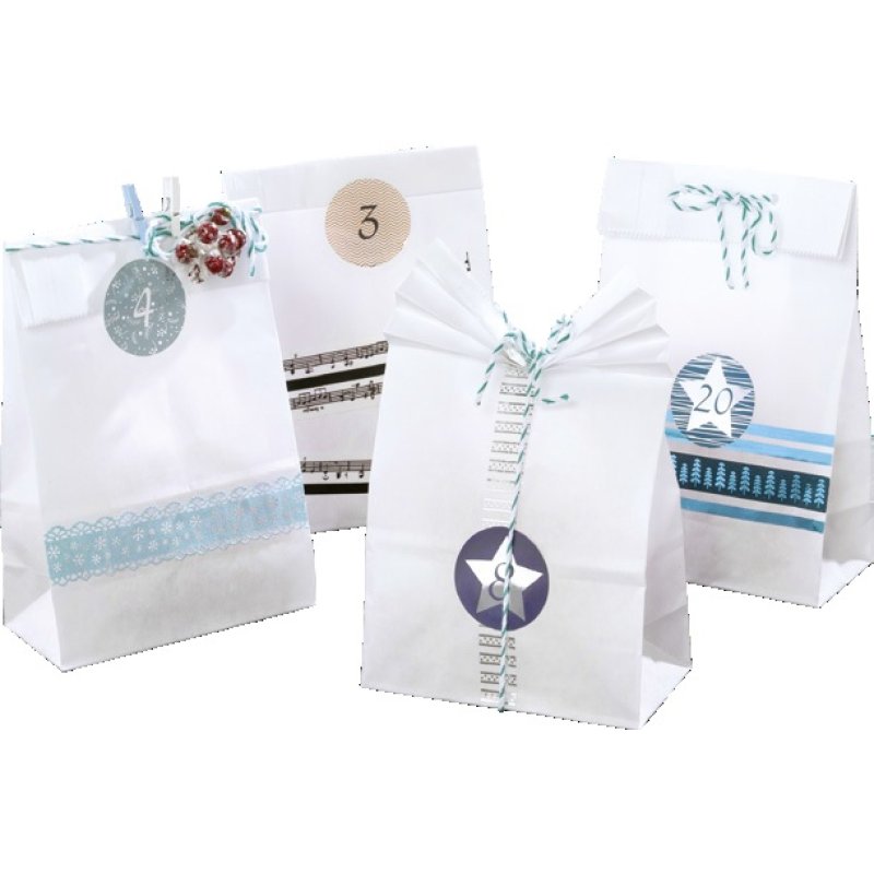 folia Calendrier de l'Avent "sachets en papier uni", blanc