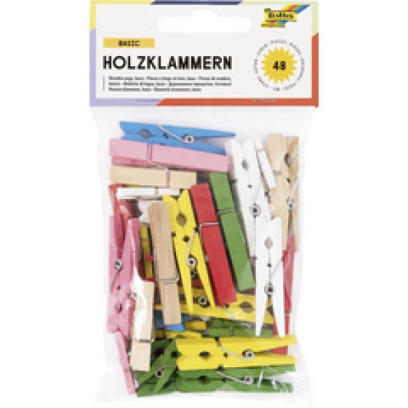 folia Pince à linge en bois, 3 tailles, blanc