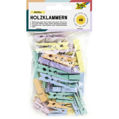 folia Pince à linge en bois, 3 tailles, nature