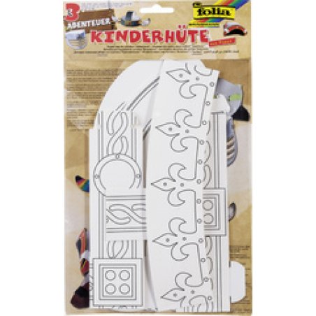 folia Kit de chapeaux pour enfants "AVENTURE", carton, blanc