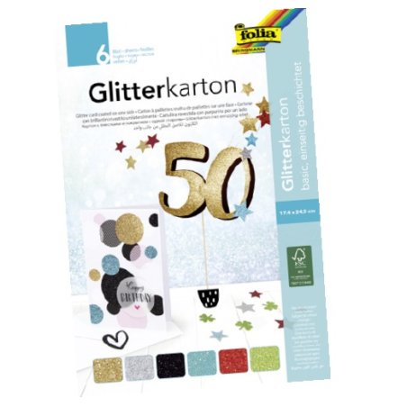 folia Bloc de carton à paillettes "Basic", 170 x 245 mm