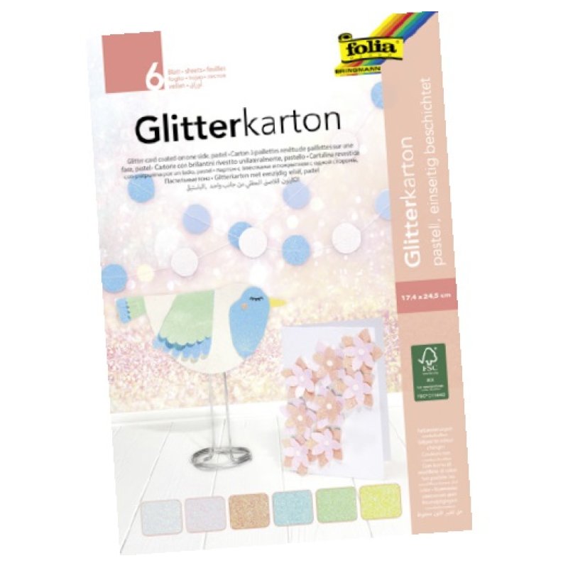 folia Bloc de carton à paillettes "Pastel", 170 x 245 mm