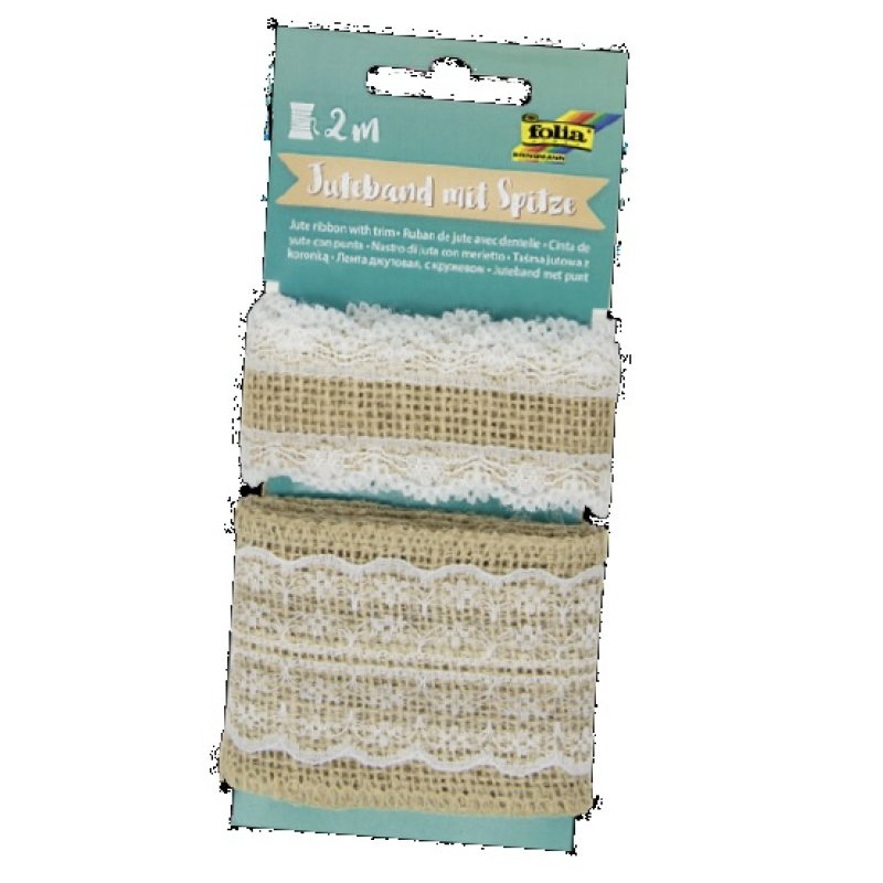 folia Ruban de jute avec dentelle, 2 x 1 m