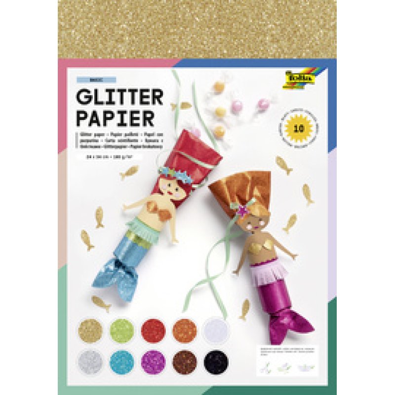 folia Papier pailleté, 70 g/m2, 230 x 330 mm, assorti