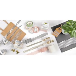 folia Bordure décorative décor Washi "FLEURS", blanc