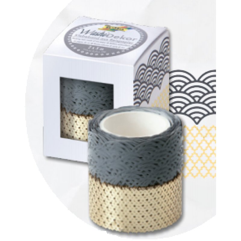 folia Bordure décorative décor Washi, set de 2, gris / or