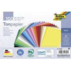 folia Papier de couleur, A5, 130 g/m2, 25 couleurs assorties