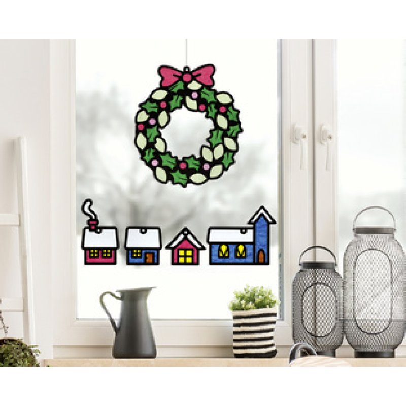 folia Kit de décoration pour fenêtre "Hiver", 250 x 350 mm