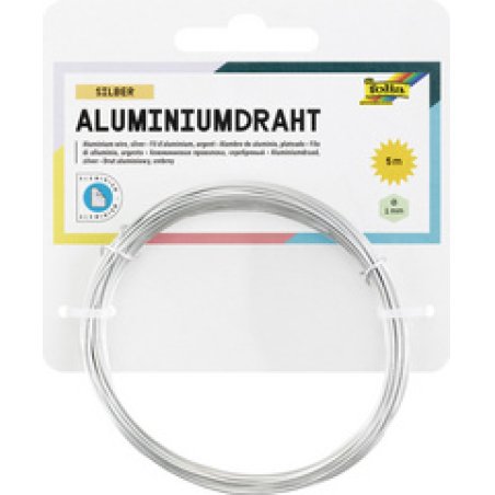 folia Fil de bricolage en aluminium, 1 mm x 5 m, argent