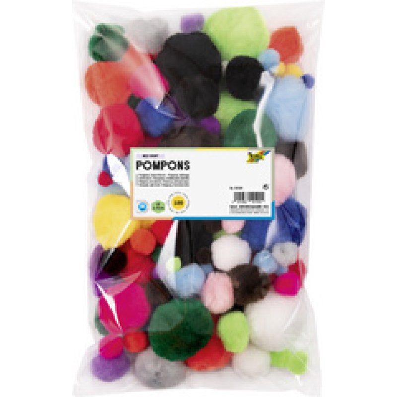 folia Pompons, 100 pièces, tailles et couleurs assorties