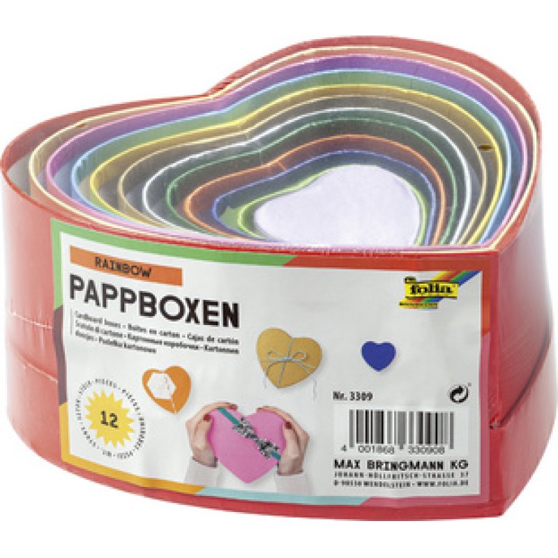 folia Boîte cadeau "Coeur", tailles/couleurs assorties
