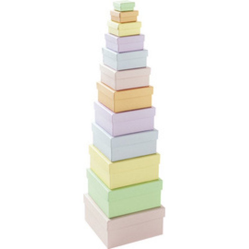 folia Boîtes en carton PASTEL, carré, assortiment de 12