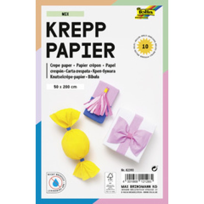folia Rouleau de papier crêpon BASIC, 500 mm x 2 m, assorti