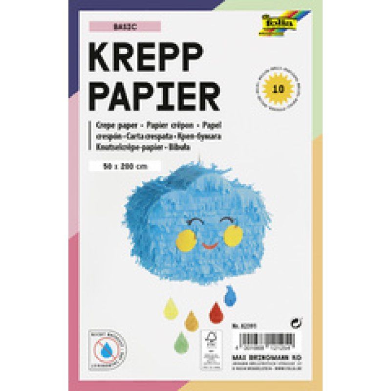 folia Rouleau de papier crêpon TREND, 500 mm x 2 m, assorti
