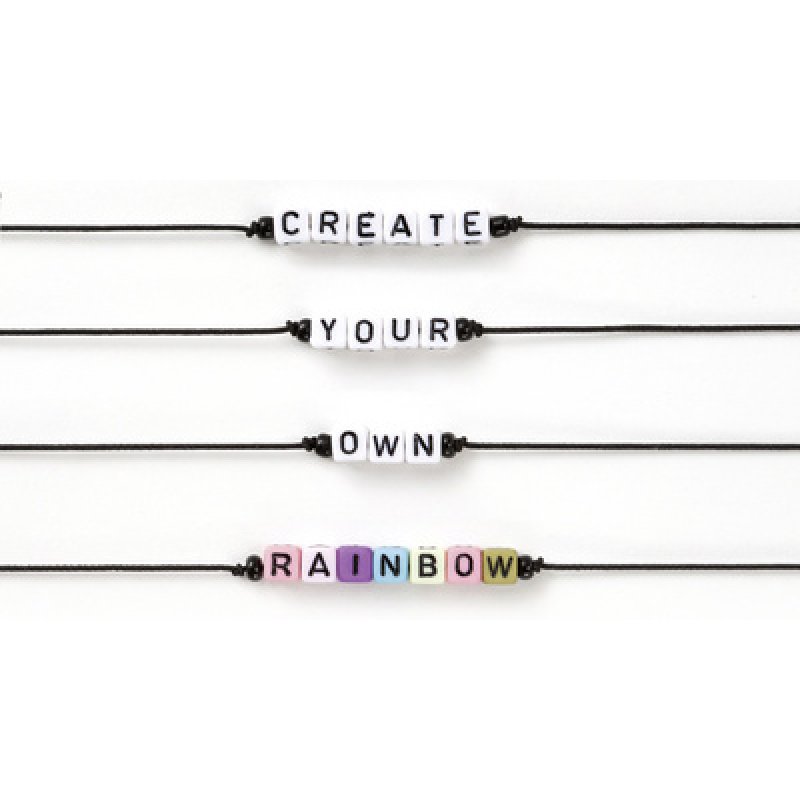 folia Perles avec lettres, carré, 100 pièces, assorti