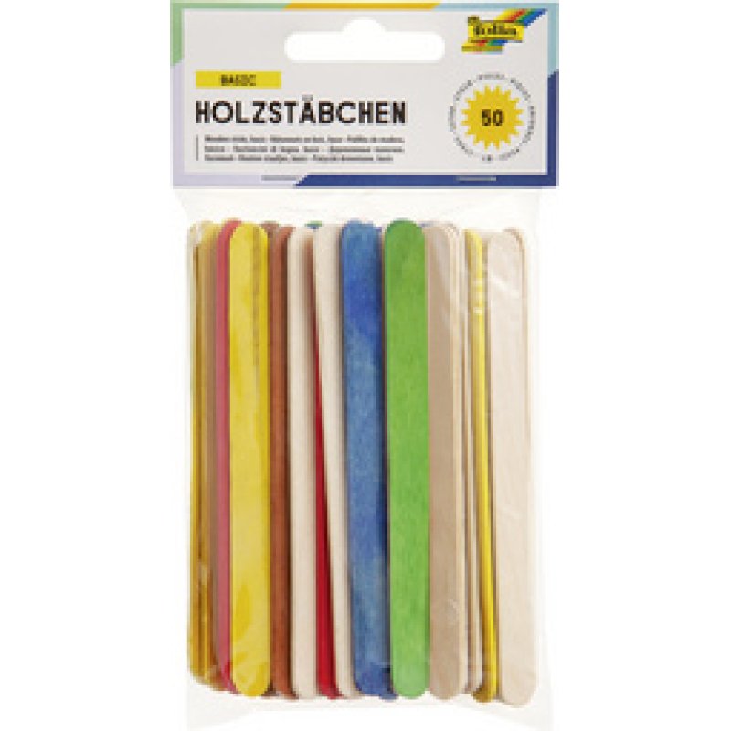 folia Bâtonnets en bois, longueur : 114 mm, assorti