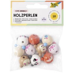 folia Perles en bois CUTE ANIMALS, rond