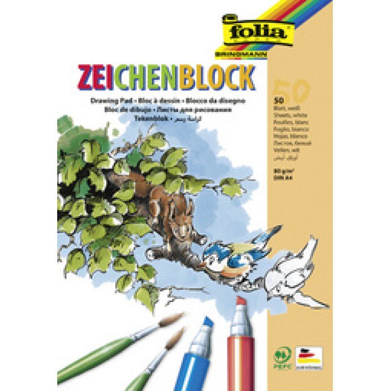 folia Bloc à dessin, 80 g/m2, A4, 50 feuilles