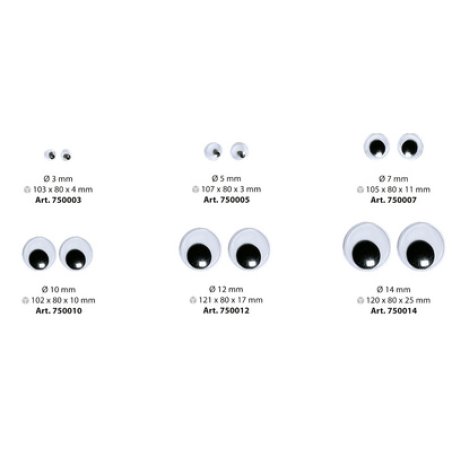 folia Oeil vacillant, rond, 12 mm, non adhésif